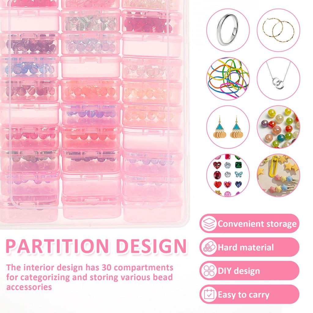 Bead Organizer Box Plastic Bead Storage Container Portable Small Bead Storage Box with 132 Labels for Holding Bracelet Earring