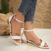 Plus Size Shoes for Women 35-43 Summer Heels Women Buckle Flip Flops Roman 2025 Open Toe Sandals Daily Sandalias De Mujer