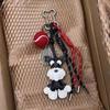 Trendy Schnauzer Dog PU Leather Keychain Women's Bag Pendant Cute Puppy Hanger Ornament for Fashion Accessories