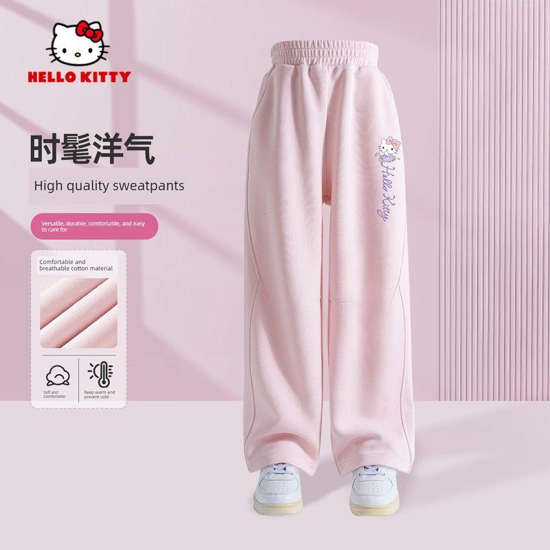 Hellokitty Girls Spring Outfit 2026 New Stylish Children s Pink Clothes Girls Spring Two-Piece Set Berry Knot K Peach Powder 130