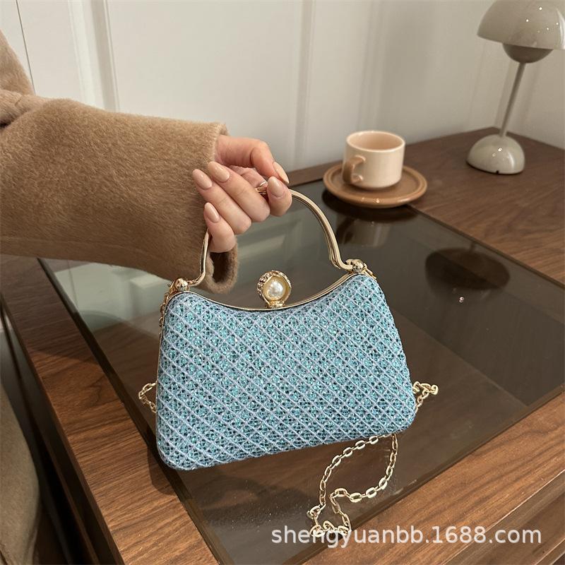 new chain bag, dinner cheongsam handbag bag, shoulder messenger bag, high-end sense, small fragrant temperament