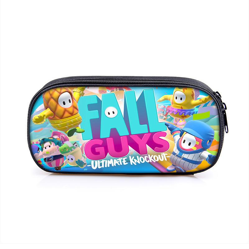 Fall Guys Cartoon Pencil Case For Students With Nylon Material Storage Organizer