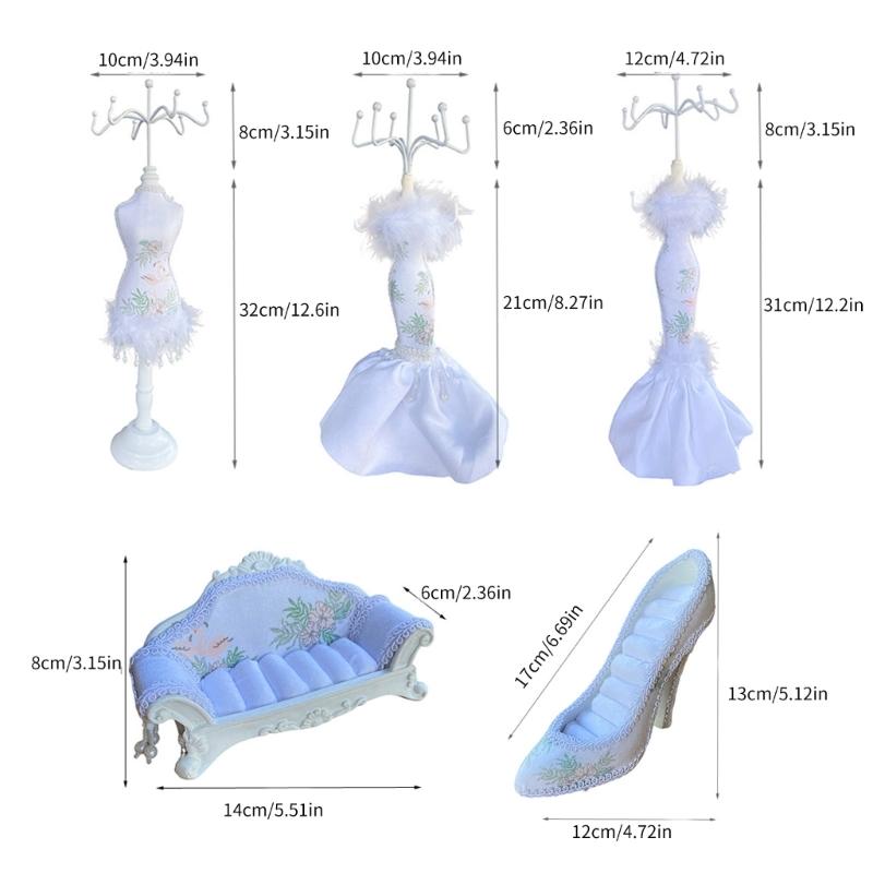 Set of 5 Jewelry Rack Dress High-heeled Shoes Model Earring Necklace Jewelry Holder Organizers Jewelry Display Stand