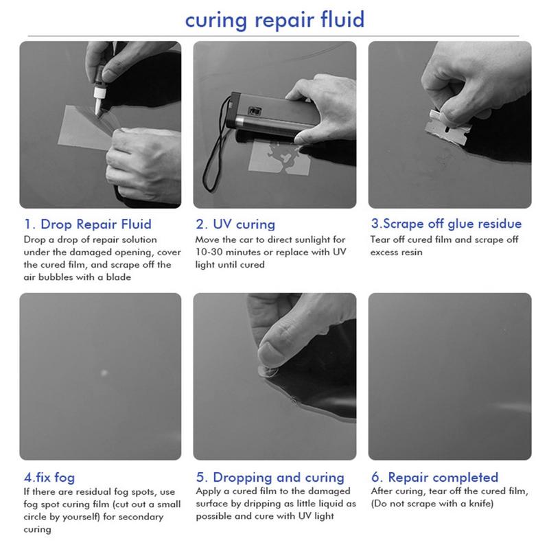 Kit de réparation de pare-brise avec pompe à air, liquide de réparation nano pour vitres automobiles, pour réparer les fissures en forme d'étoile