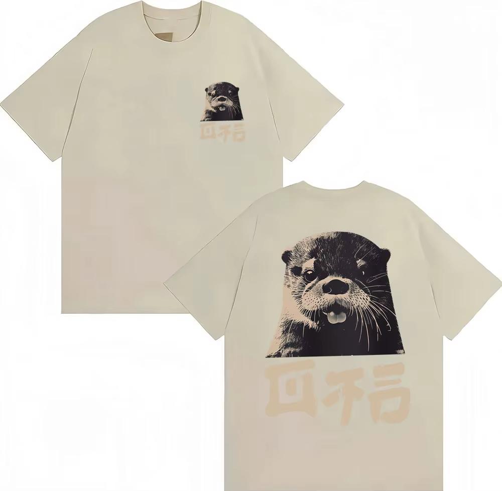 Japanese Style Funny Cute Otter Meme Graphic T Shirts Men Women Fashion Vintage Cute T Shirts Loose ONeck Cotton Casual Tshirt