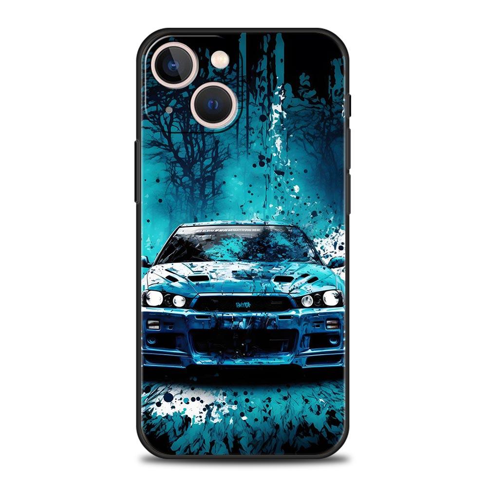 

Luxury Phone Case For iPhone 16 15 14 11 Pro Max 13 12 XS X XR 7 8 Plus Black Sports Car JDM Tokyo drift Cover Protect iPhone 7 8 SE