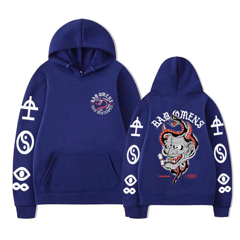 Bad Omens Tour Concert Hoodie Rock Band Hip Hop Punk Hoodie Vintage Unisex Men Vintage Graphic Tops Oversize Clothing
