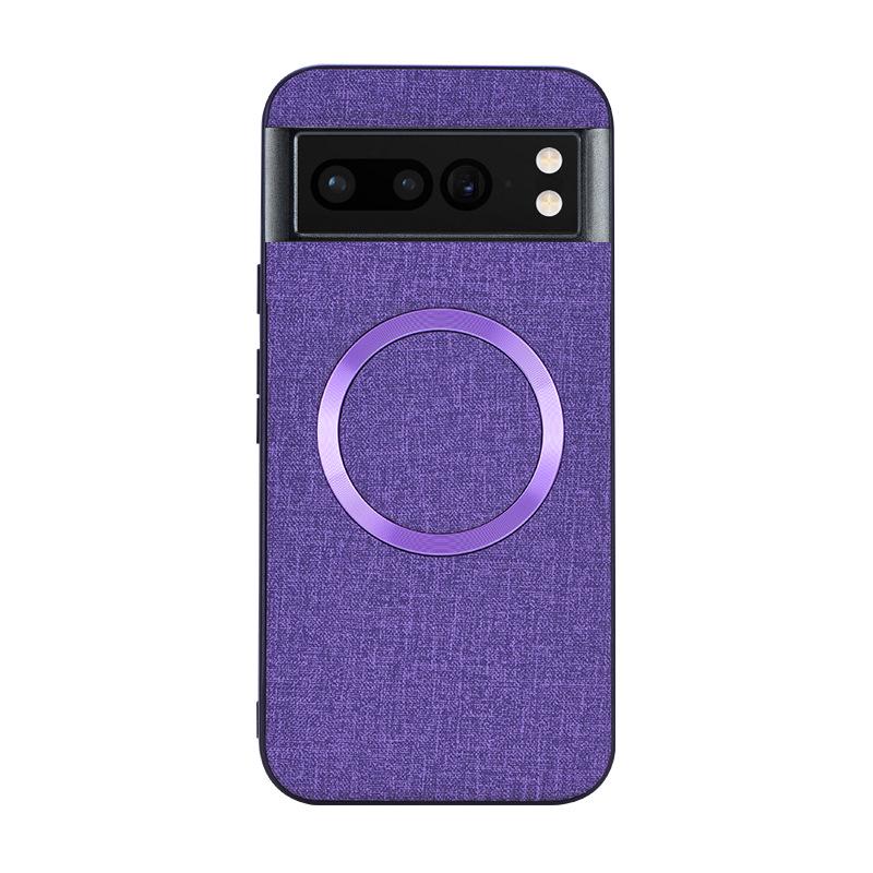 Coque Google Pixel 6/7/8 à Texture Tissu Magnétique Couverture Complète – Couleur Unie
