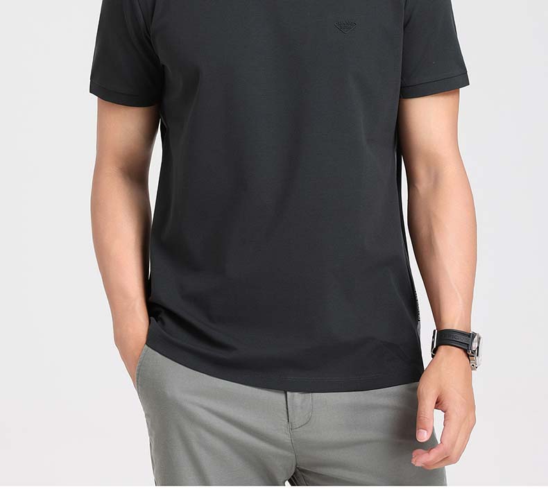 Langdeng Spring/Summer Men's Long Staple Cotton Breathable Skin Friendly Round Neck Short Sleeve T-shirt