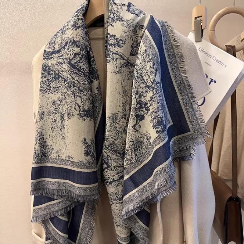 Imitation Cashmere Scarf Female Korean Version Contrasting Colors Autumn and Winter Warm Couple Scarf British Fashion Long Shawl