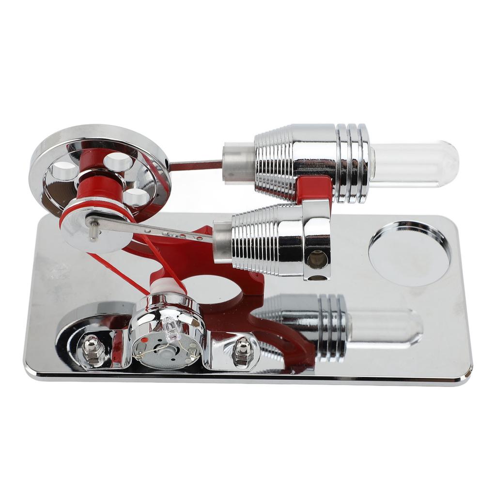 Stirling Engine Motor Model Aluminium Alloy Hot Air Educational Toy Electricity Generator with LED