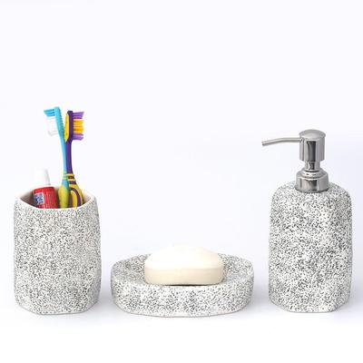 Seramik Banyo Aksesuarları 3'lü Set | 300ml Sabunluk, Diş Fırçalık ve Sabunluklu Modern Lüks Banyo Seti | Banyo Dekor Ürünleri