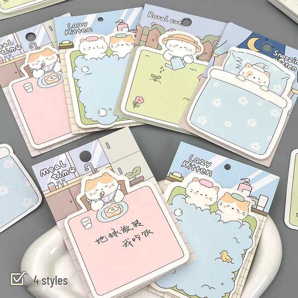 Cute Cartoon Meow Time Paradise Sticky Notes - High Aesthetic, Reusable Memo Pads