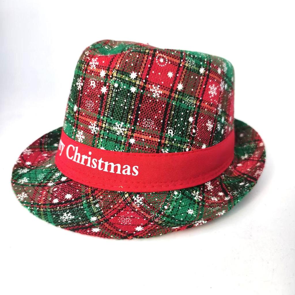 Christmas Fedora Hats Adults Classic Breathable Festive Snowflake Pattern Headwear Soft Christmas Fedora Hat For Family Men