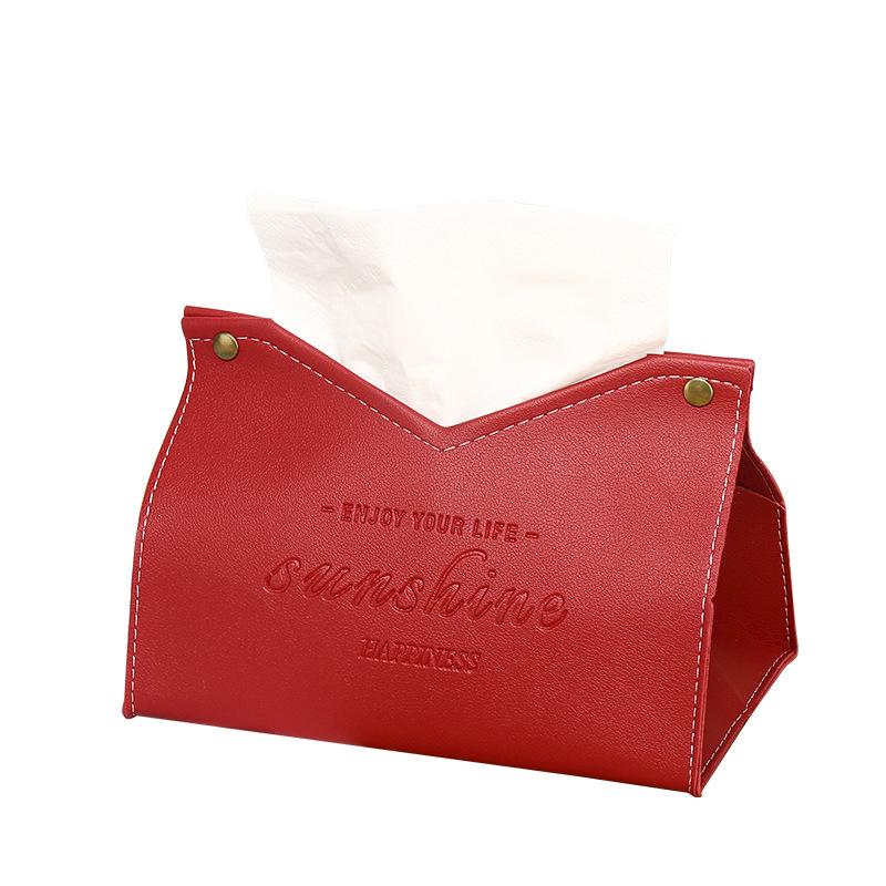 Pu Leather Tissue Box V-shaped Opening Roll Paper Toilet Paper Car Living Room Hotels Bedroom Study Napkin Storage For Home