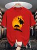 Unisex Crew Neck Tee Wild Lion Sunset Nature Art Graphic Print Soft Cotton Loose Short Sleeve Summer Casual Male Streetwear Tops