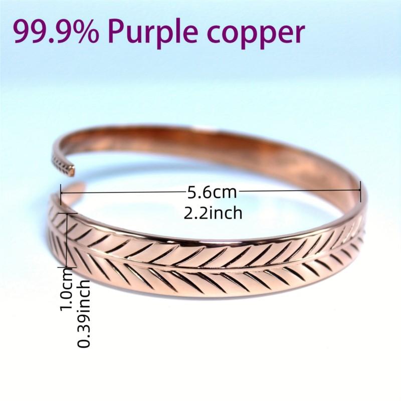Vintage Pure Cooper Feather Wing Cuff Bangle for Men Women Fashion Punk Style Wristlet Party Jewelry Gifts