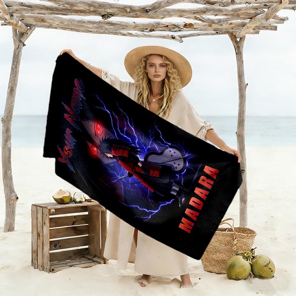 Naruto Character Customized Name Beach Towel Super Soft Microfiber Quickdry Fabric Suitable for Swimming Gym Camping Yoga Vacation