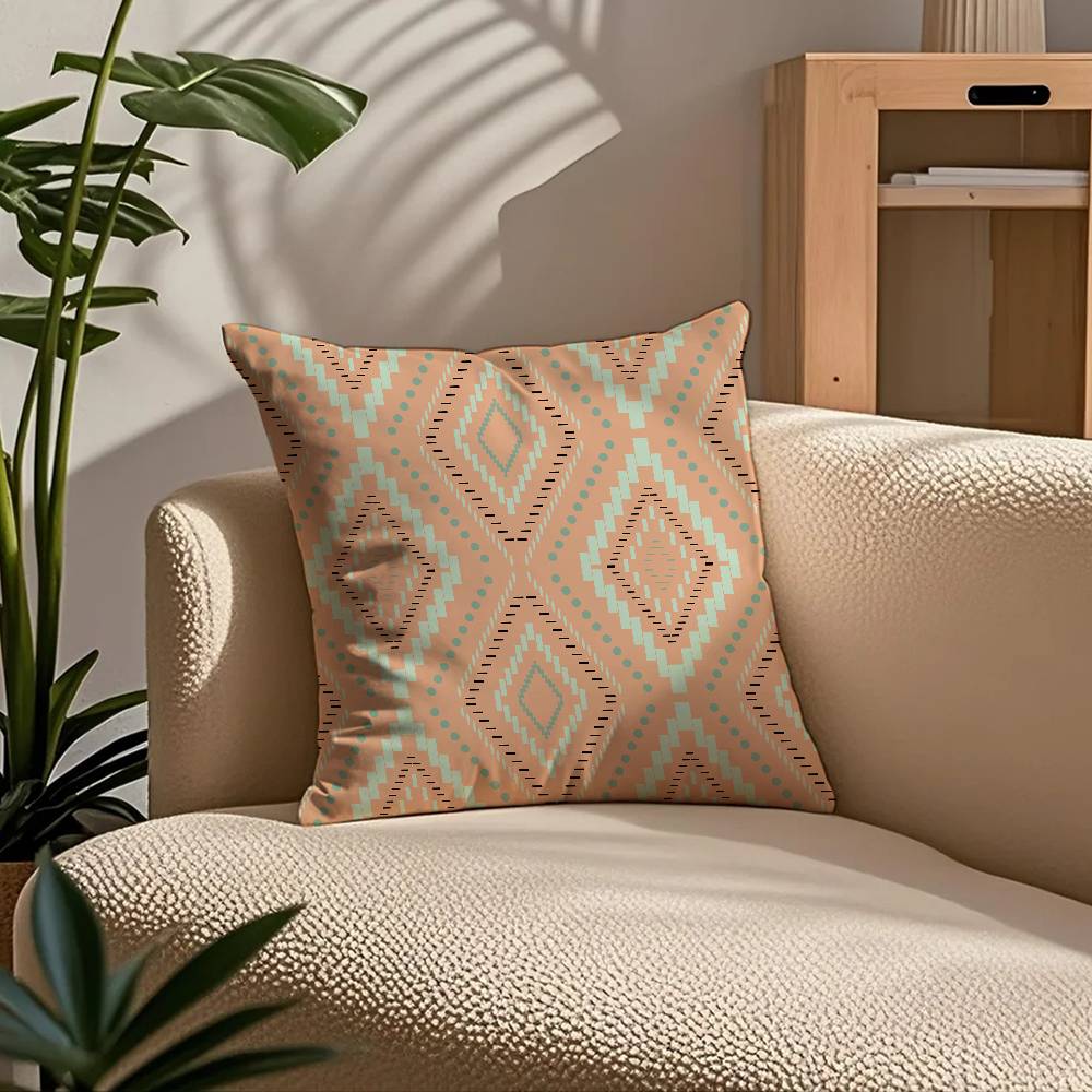 ART Native Fabric Pattern Pillow Case Comfort Sofa Bed Silky elegant Invisible zipper Custom Decorative cushion cover
