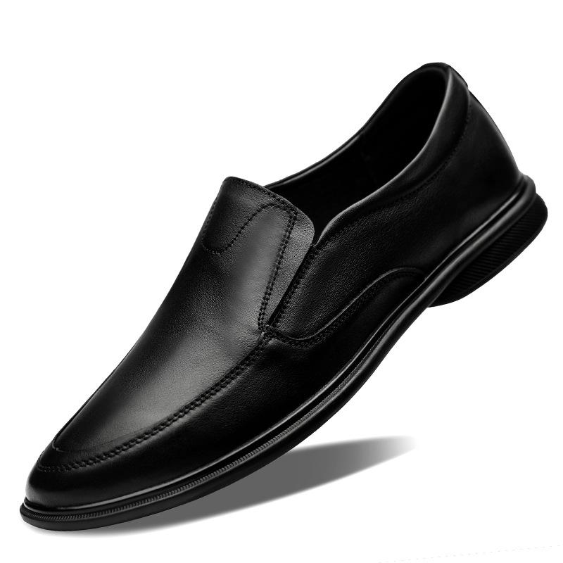 Men s Autumn Casual Slip-On Leather Loafers - Soft, Breathable, Korean Style Fashionable Shoes. 39