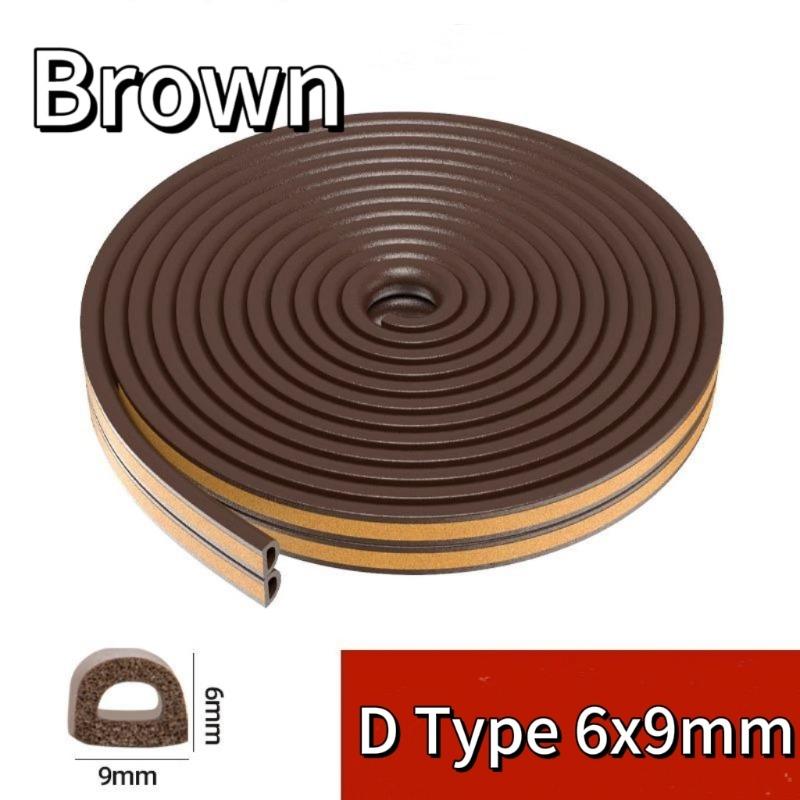 5M/10M Self Adhesive D Type Doors and For Windows Foam Seal Strip Soundproofing Collision Avoidance Rubber Seal Collision Foam
