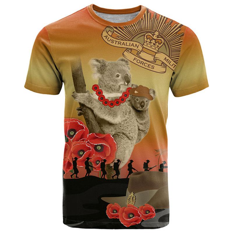 Australia Flag 3D Printed T-Shirts For Men Women Clothes Cute Koala Graphic Short Sleeve T Shirts New Casual Summer Kids Tops