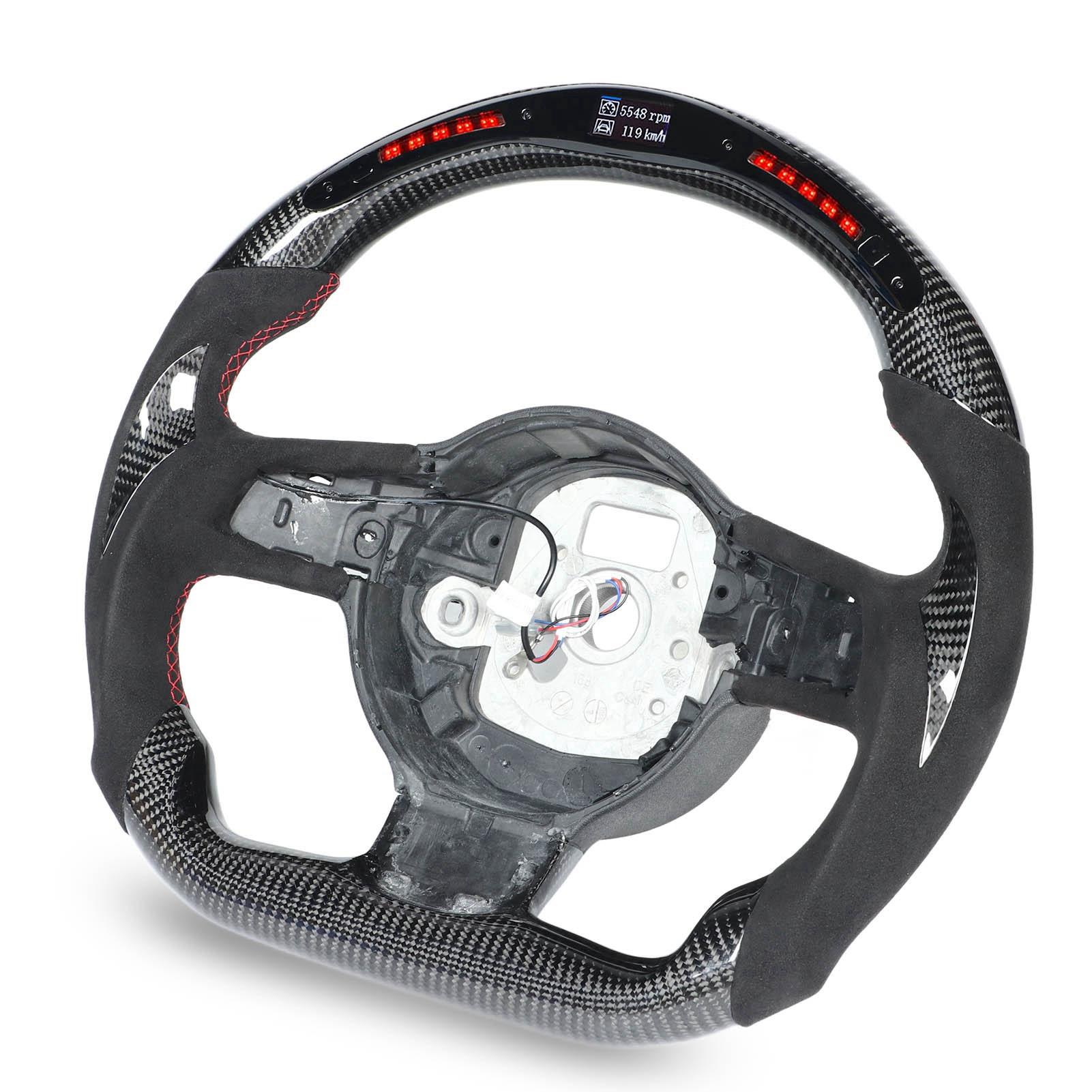 

Рулевое колесо со светодиодным дисплеем из углеродного волокна, подсветкой переключения передач и красной замшевой строчкой для R8 42 TT TTS TTRS