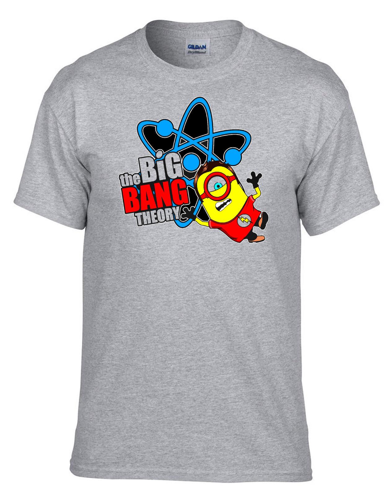 26 Big Bang Minions Sheldon Theory Bazinga Grey T-Shirt -308_Grey- Unisex T-Shirt XXL