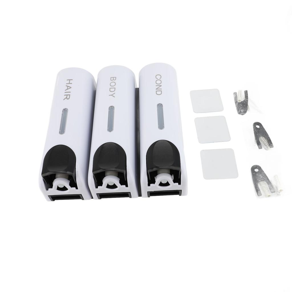 Soap Dispenser ABS 3x350ml Manual 3 Chamber Wall Mount Shampoo Conditioner Dispenser for Hotel Home