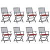 Maison Exclusive - Chaises pliantes 8 pièces avec coussins en bois d'acacia massif