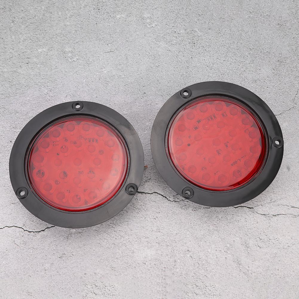 2pcs 24LEDs 4in Waterproof  Plastic Side Marker Round Lamp Trailer Truck Tail Light