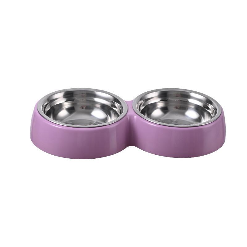Colorful Pet Stainless Steel Double Bowl Plastic Pet Bowl Wholesale From Factory