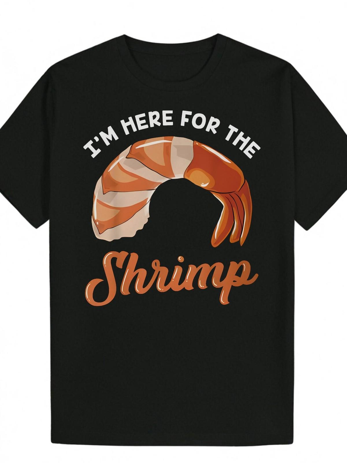 Men s Funny I m Here for the Shrimp Slogan T-Shirt with Shrimp Graphic & Print S разноцветный