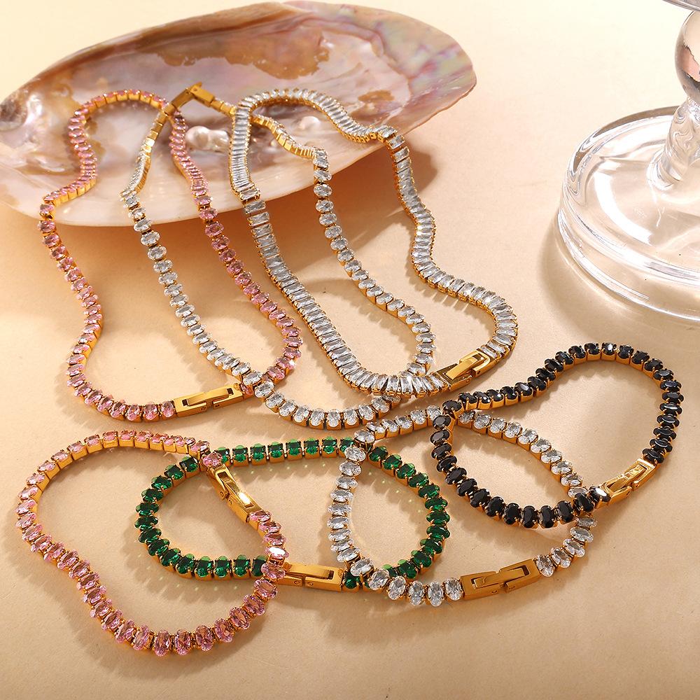 European and American Zircon Inlaid Necklace Bracelet Light Luxury Fashion Multi-color Full Diamond Jewelry 2026
