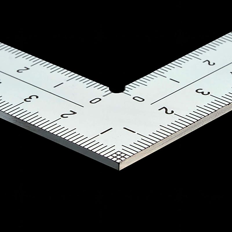 Shinwa Sokutei Square Ruler, Thick, Wide, Silver, 15cm, Same Scale On Both Sides, 8-Row Markings, Cm Indication, 10424