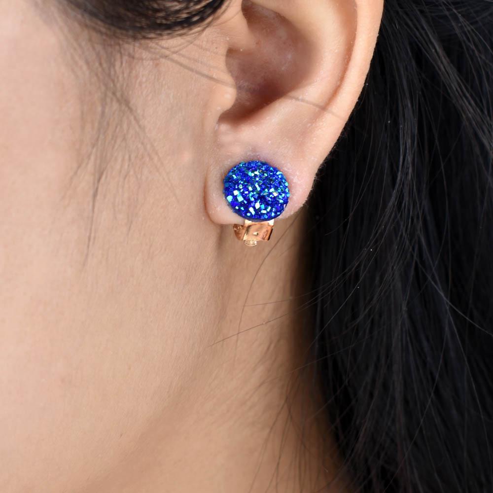 Female Jewelry Non Pierced Gold Ear Clip White Green Round Resin Cuff Earrings For Women Bijoux Femme