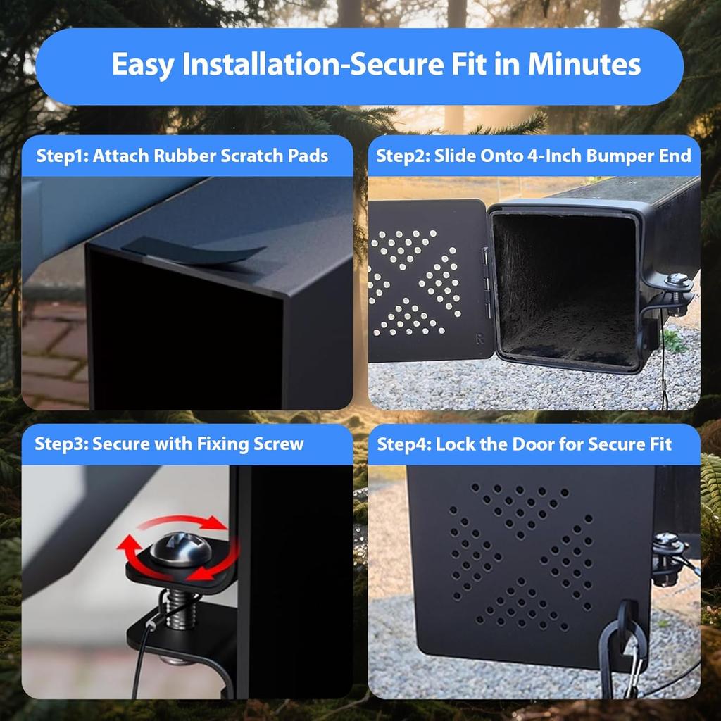 2 Pack Aluminum RV Bumper End Cap- Fits Standard 4-Inch Square Camper Bumpers, Sewer Hose Storage Cap With No-Ect Vent Holes, Motorhome Outdoor