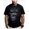 Russian Men's Summer 3D T-shirt Fashionable Casual Loose Animal Pattern Printed Round Neck Short Sleeved T-shirt Top