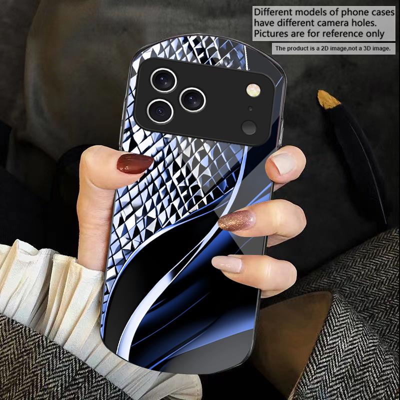 Abstract Geometry Art For iPhone 17 16 15 14 Pro 13 Plus 12 Mini 11 Pro Max XR X S 7 8 Elliptical Tempered Glass Phone Case