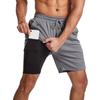 Men's Running Shorts 2-in-1 5/5 Quick Drying Fitness Straight Leg Mid Length Pants