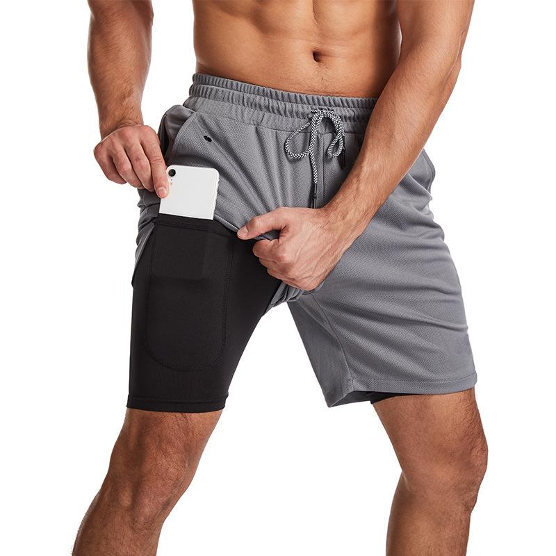 Men's Running Shorts 2-in-1 5/5 Quick Drying Fitness Straight Leg Mid Length Pants