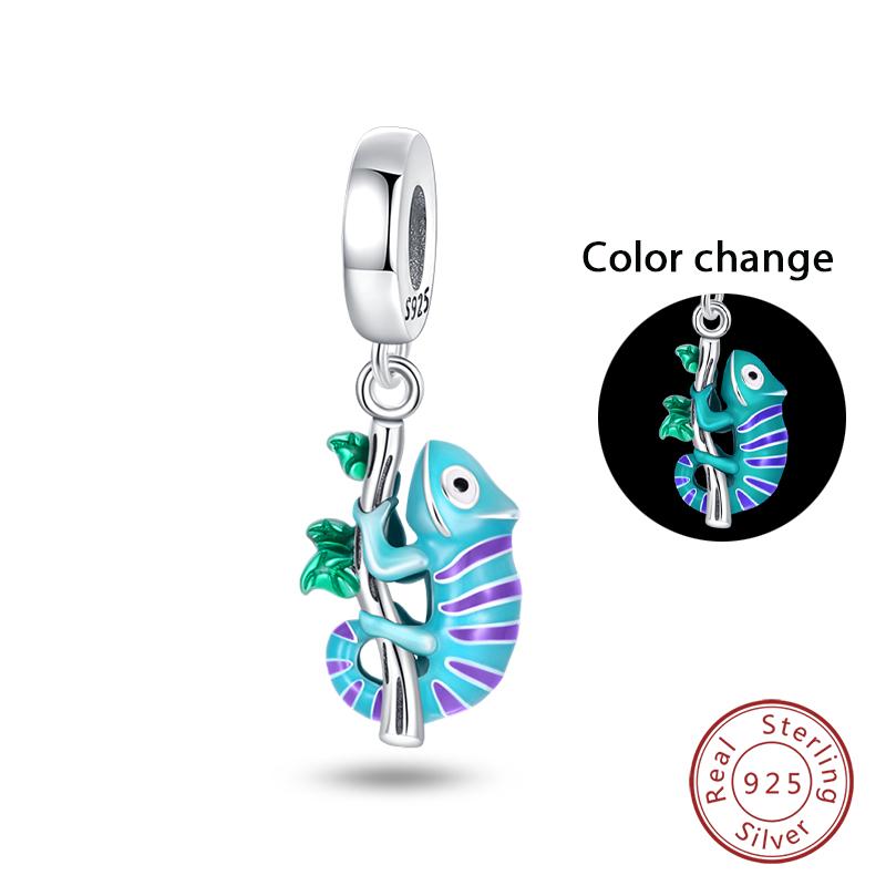 100% Copper Colorful Chameleon Animal Charms Beads Fit Qikaola Original Bracelets Diy Birthday Jewelry Making
