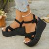 Fashion Black Cross Strap Women's Wedge Sandals Fashion Chunky Platform Sandals Woman Summer 2025 Thick Bottom Non Slip Beach Sandalias
