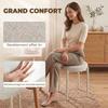 Stackable Stools, Set of 4, Round, Padded Seat, No Backrest, 45 x 45 x 47.5 cm, Cream