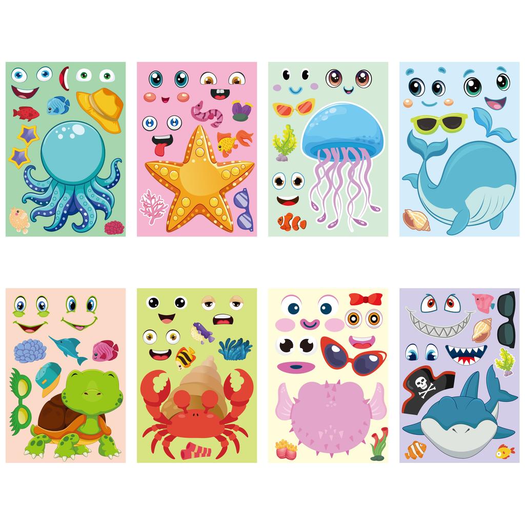 DIY Creative Marine Animal Cartoon Stickers for Kids Make a Face Activity