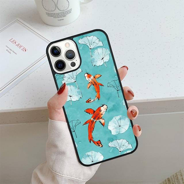 Japanese Koi Fish Phone Case For iPhone 17 Air 14 15 16 13 12 Cover For Apple 14 15 16 Pro Max Plus Coque