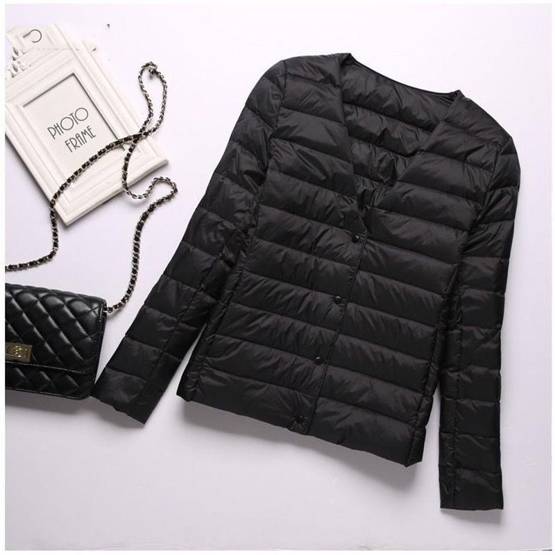 

Белый утиный пух, легкий тонкий пуховик, женский круглый вырез, короткая секция, без воротника, осенне-зимняя теплая куртка большого размера с внутренней стороны XXXXL чёрный