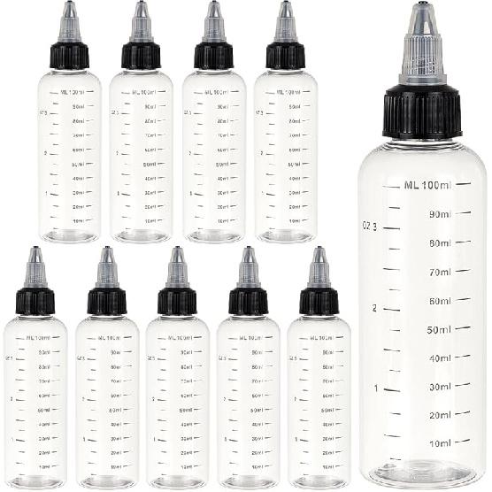 BENECREAT 15 Pack 50ml Transparent Plastic Dispensing Bottle with Twist Cap and Graduated Measurement for Liquids, Inks, Oils, Arts and Crafts