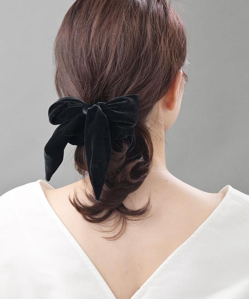 VINGTAINE Velvet Scrunchie with Detachable Simple Hair Accessory Ribbon, 2-Way Arrangement, HS-148