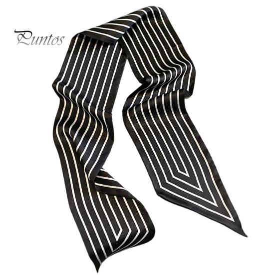 Lady Hair Band Women Neck Scarf Striped Contrast Color Satin Triangle Edge Wide Decoration OL Style Commute Clothes Accessory